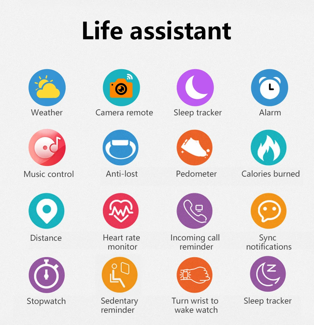 Smart watch with full touch screen, call, message reminder, music control and other functions, compatible with iPhone/android mo