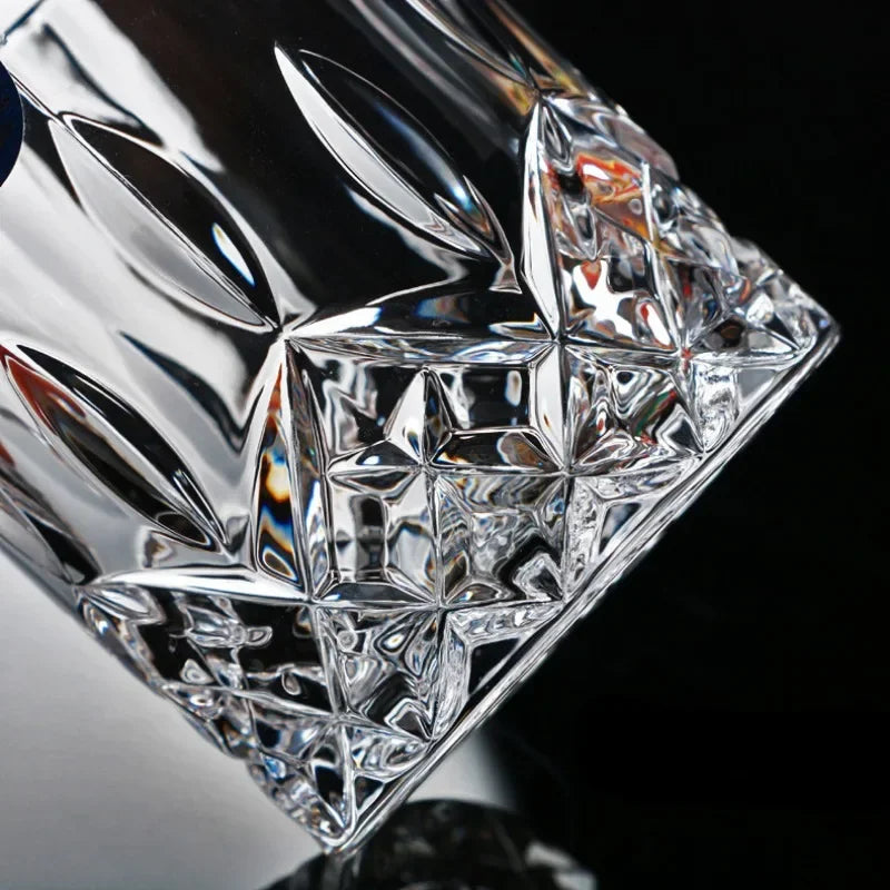 Dlight Decor 2pc 230ml Crystal Embossed Glass Cup Set – Whiskey, Wine & Water