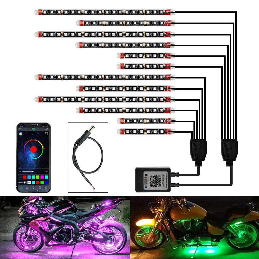 Motorcycle LED Light Strip Decoration Accesorios Moto Car Ambient Lamp Flexible SMD 5050 APP Music Control RGB Atmosphere Lamp