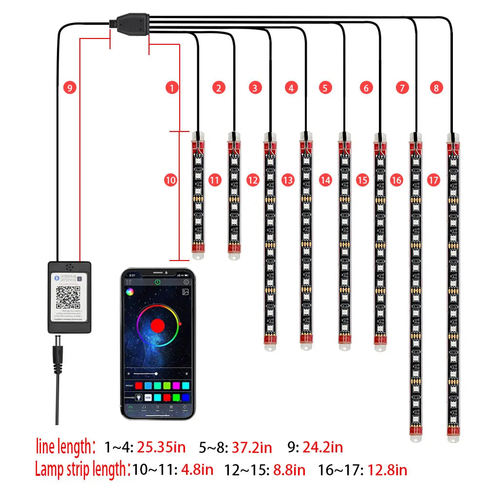 Motorcycle LED Light Strip Decoration Accesorios Moto Car Ambient Lamp Flexible SMD 5050 APP Music Control RGB Atmosphere Lamp