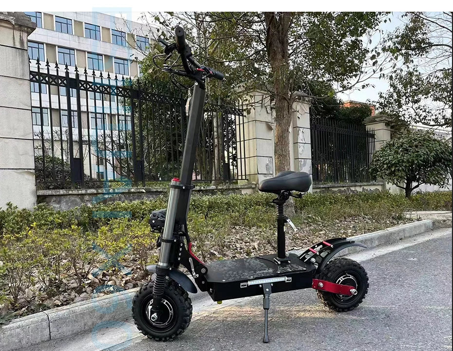 6000W Electric Scooter for Adults 85KM/H Max Speed Dual Motor 11" Off Road Tire E Scooter 30AH Lithium Battery Shock Absorption