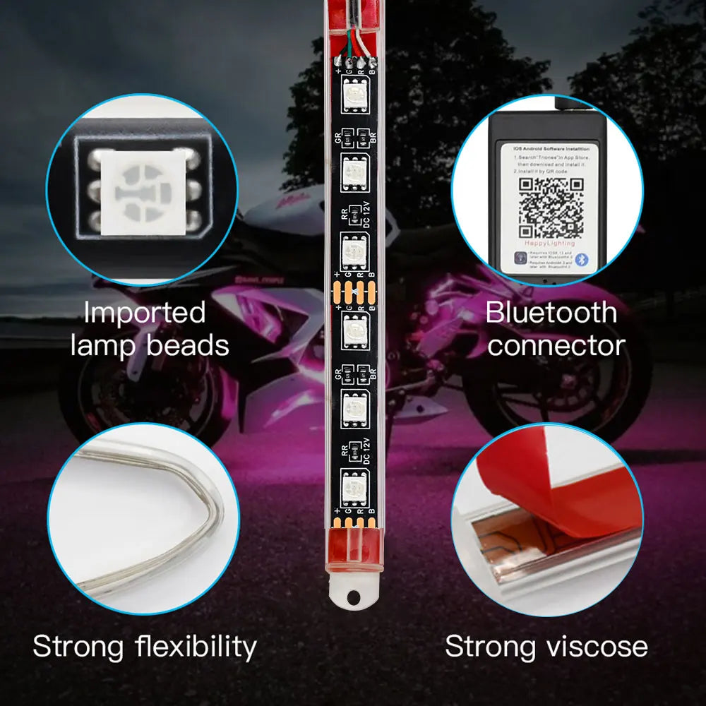 Motorcycle LED Light Strip Decoration Accesorios Moto Car Ambient Lamp Flexible SMD 5050 APP Music Control RGB Atmosphere Lamp
