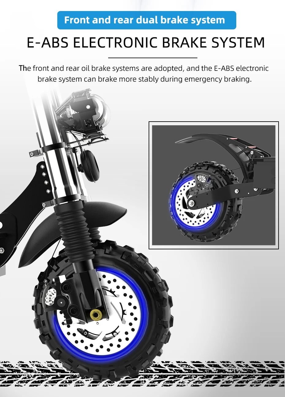 6000W Electric Scooter for Adults 85KM/H Max Speed Dual Motor 11" Off Road Tire E Scooter 30AH Lithium Battery Shock Absorption