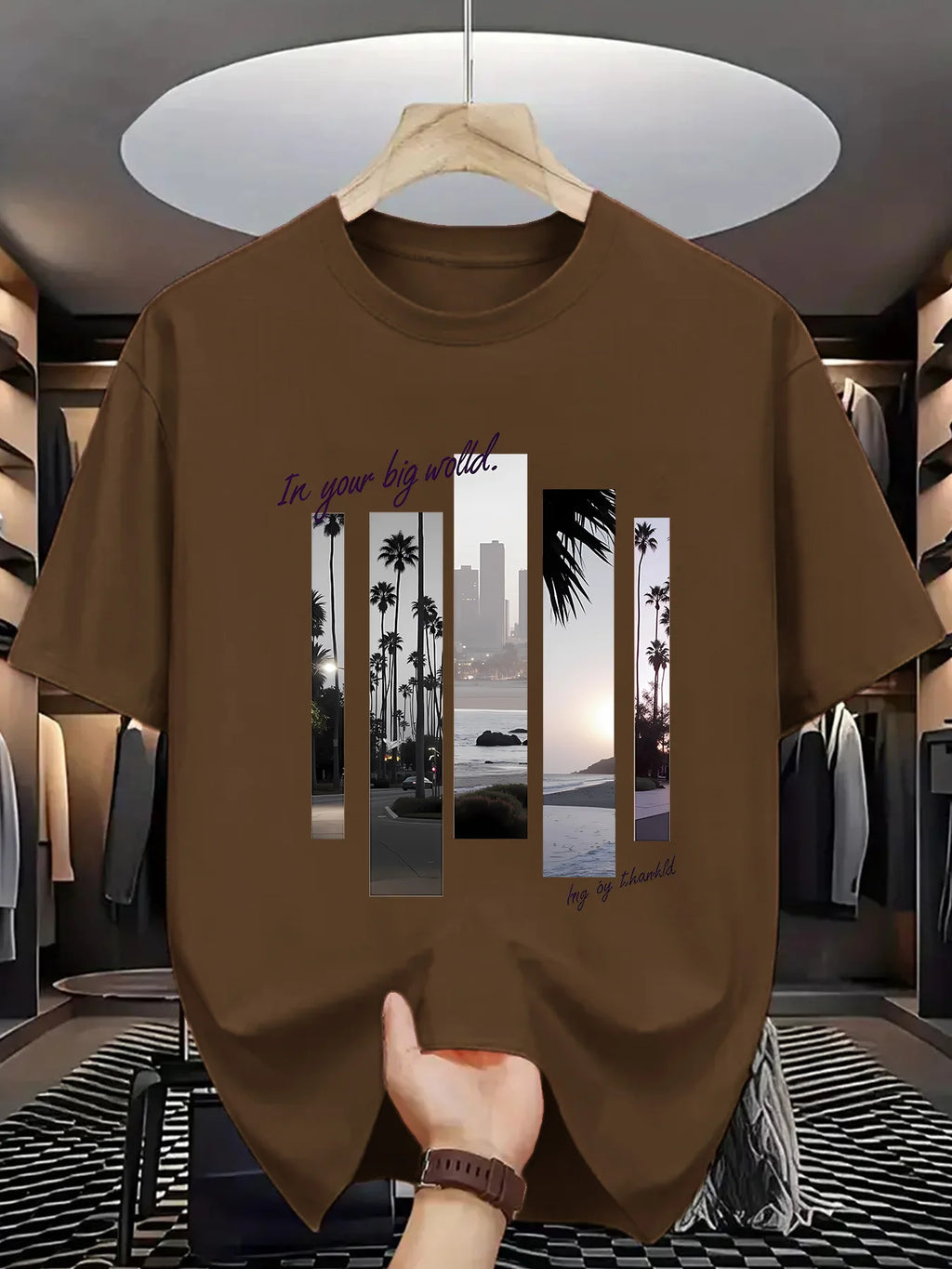 Men's summer 100 cotton fashionable casual sports loose fashion pattern printed round neck short sleeved T-shirt top