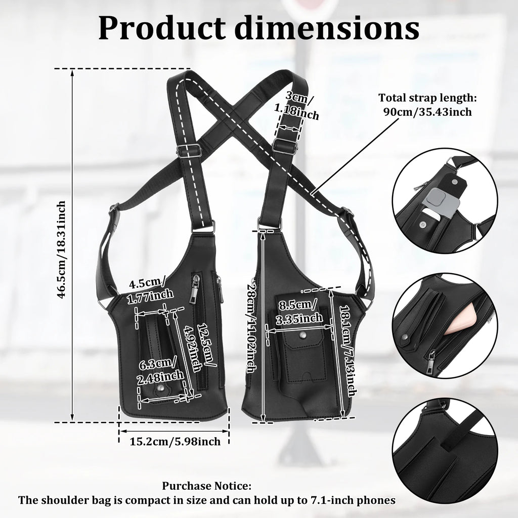 Double Shoulder Armpit Bag for Men Anti Theft Hidden Adjustable Strap Holster Water Resistant Crossbody Pack for Work Travel