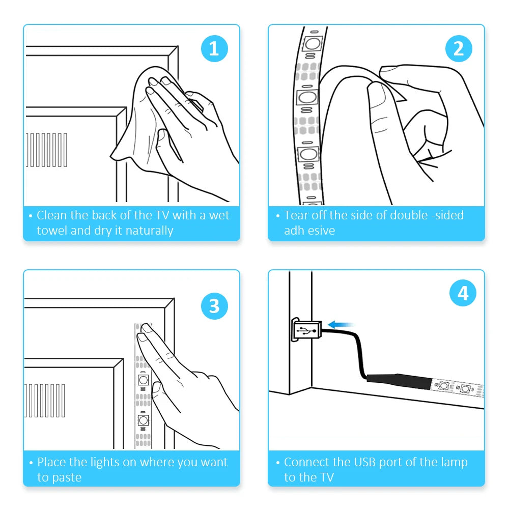 TV Backlight Music Sync USB Powered RGB LED Strip Light for 15 - 80 Inch TV, Mirror, PC