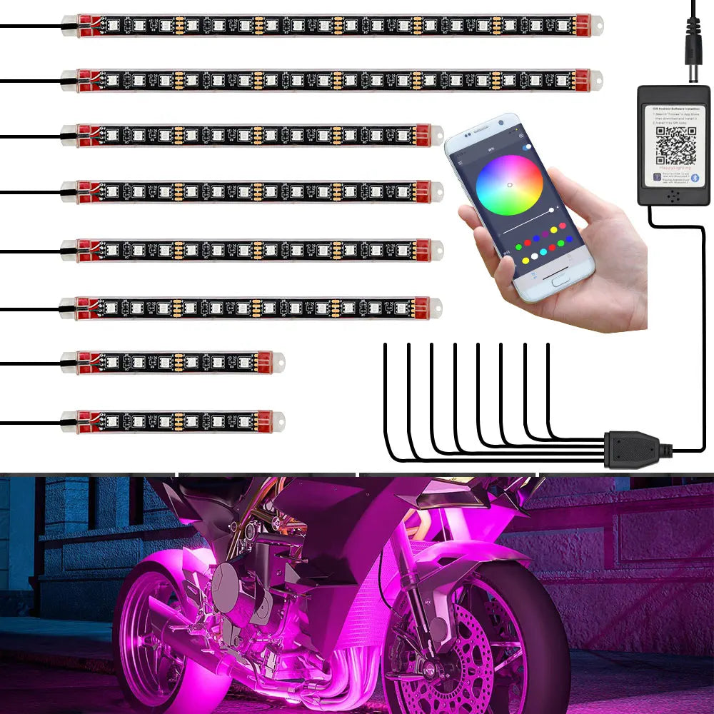 Motorcycle LED Light Strip Decoration Accesorios Moto Car Ambient Lamp Flexible SMD 5050 APP Music Control RGB Atmosphere Lamp