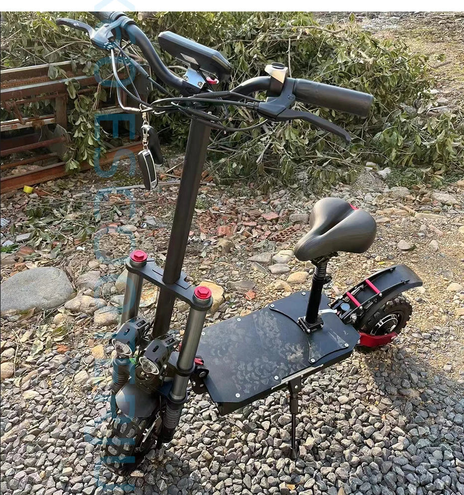 6000W Electric Scooter for Adults 85KM/H Max Speed Dual Motor 11" Off Road Tire E Scooter 30AH Lithium Battery Shock Absorption