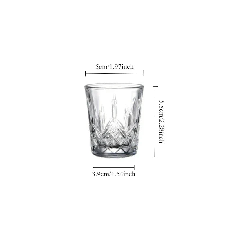 Dlight Decor 6pc Retro Engraved Glass Set Whisky, Beer, Juice & Water Cups