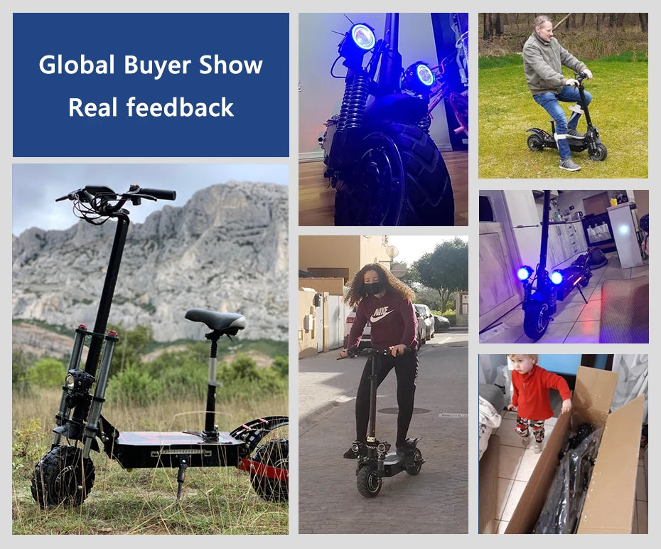 6000W Electric Scooter for Adults 85KM/H Max Speed Dual Motor 11" Off Road Tire E Scooter 30AH Lithium Battery Shock Absorption