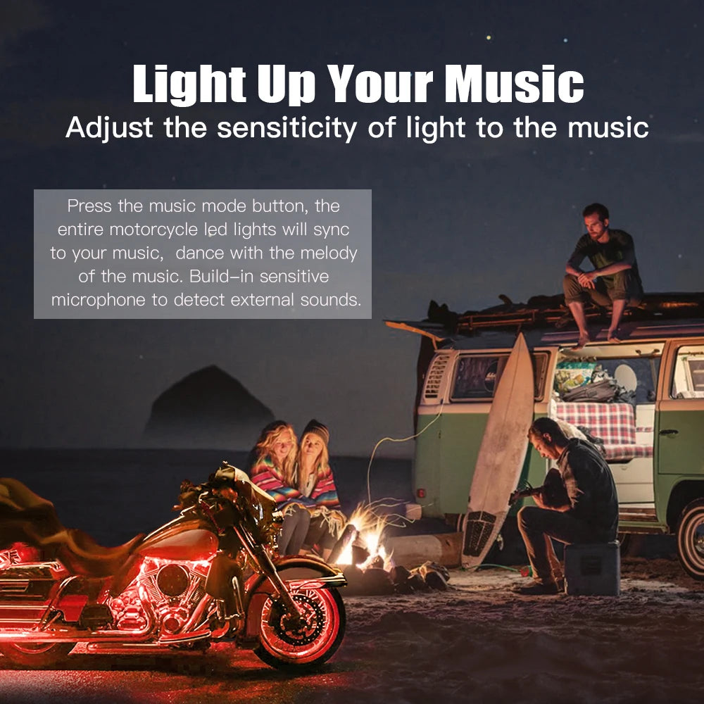 Motorcycle LED Light Strip Decoration Accesorios Moto Car Ambient Lamp Flexible SMD 5050 APP Music Control RGB Atmosphere Lamp