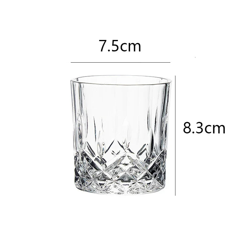 Dlight Decor 2pc 230ml Crystal Embossed Glass Cup Set – Whiskey, Wine & Water