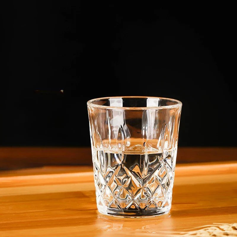 Dlight Decor 6pc Retro Engraved Glass Set Whisky, Beer, Juice & Water Cups