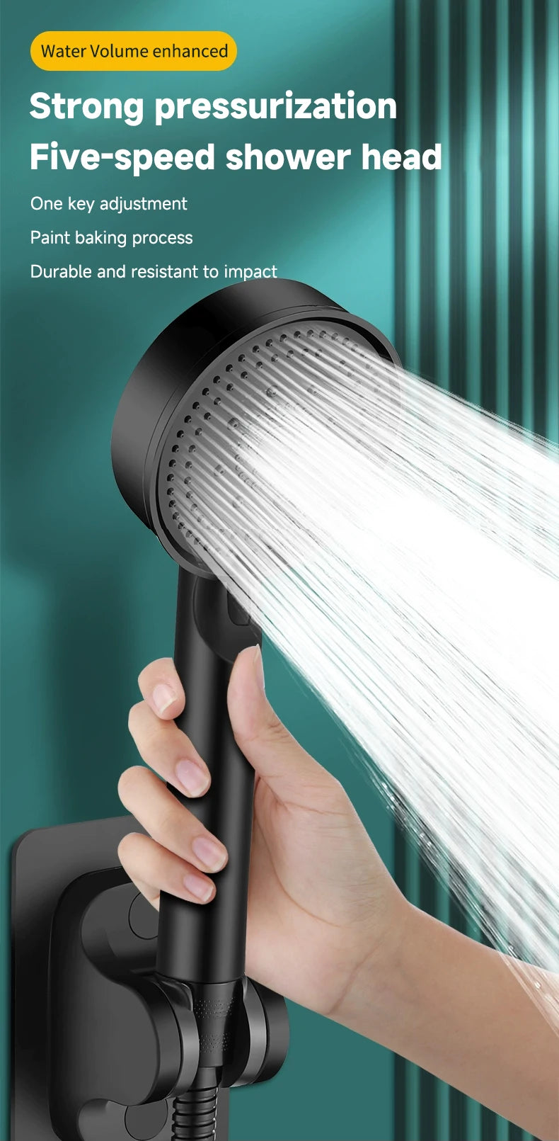5 Modes Pressure Boost Shower Head Multifunction Adjustable Large Water Shower Nozzle Massage Bathroom Accessory