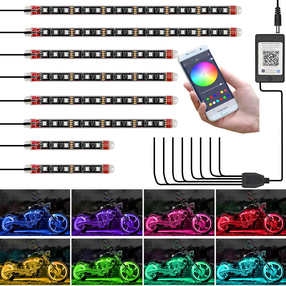 Motorcycle LED Light Strip Decoration Accesorios Moto Car Ambient Lamp Flexible SMD 5050 APP Music Control RGB Atmosphere Lamp