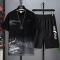 Suits for men Summer Casual Short Sleeve T-shirt + Shorts Sets sweatpants Anime Sporty Two-piece Stylish Sport Outfit T-shirts