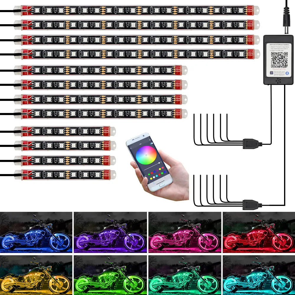 Motorcycle LED Light Strip Decoration Accesorios Moto Car Ambient Lamp Flexible SMD 5050 APP Music Control RGB Atmosphere Lamp