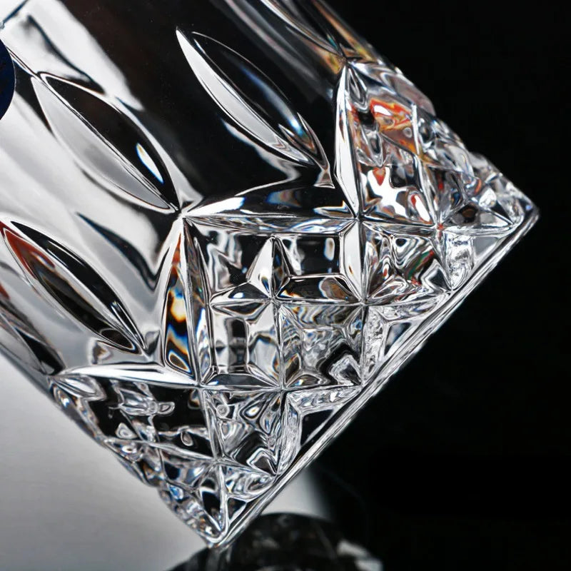 Dlight Decor 2pc 230ml Crystal Embossed Glass Cup Set – Whiskey, Wine & Water